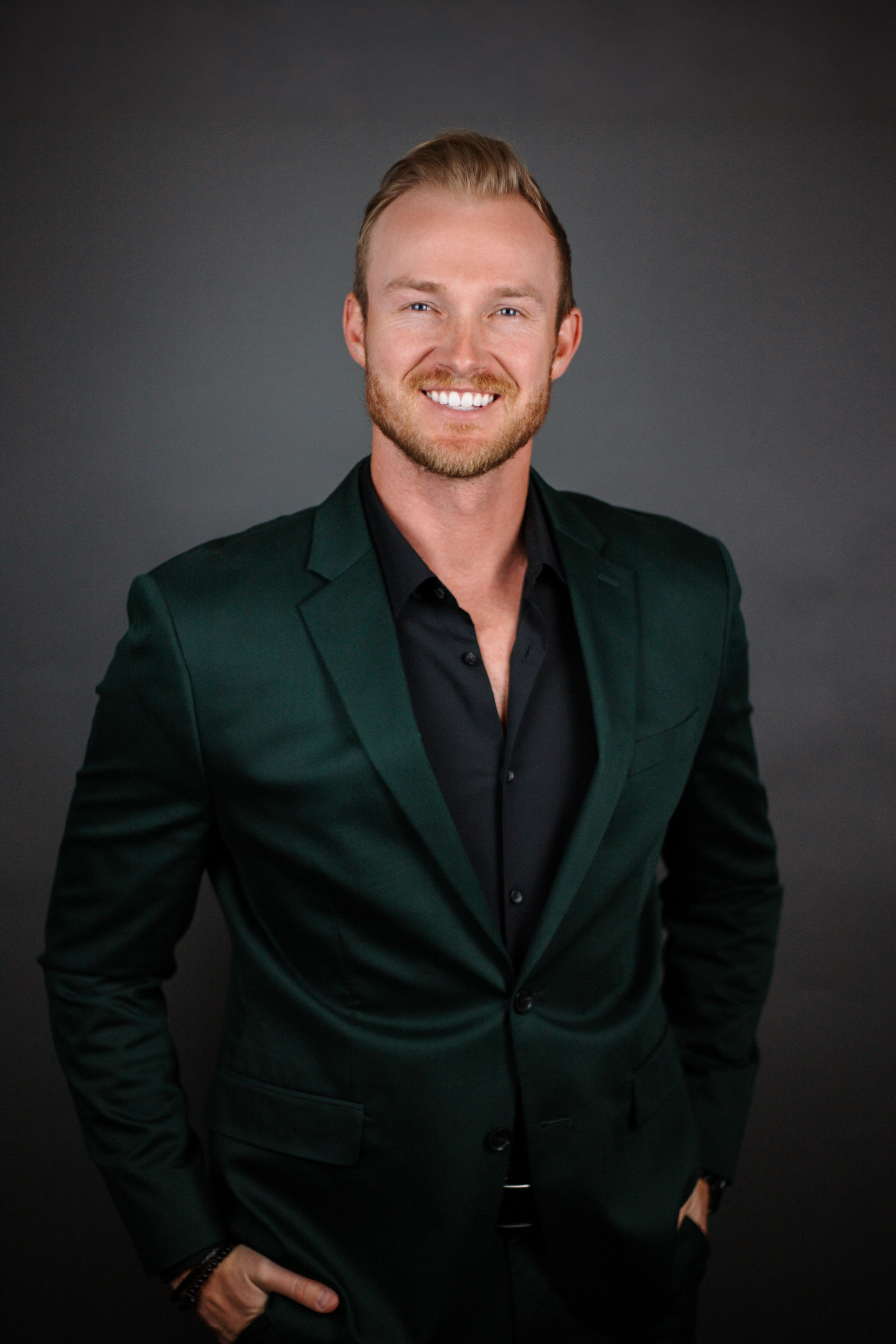 Chase Drews in green suit